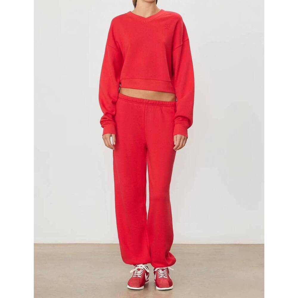 NEW ETERNE boyfriend pocket sweatpants in scarlet - Picture 1 of 3